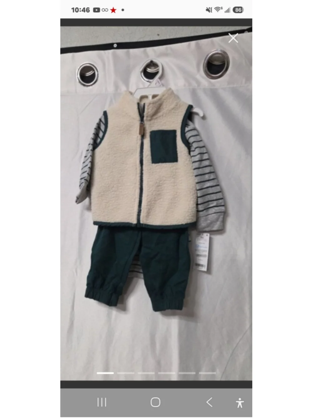 Baby Boy Carter's 3-Piece Vest Set 9 Months Green and Beige